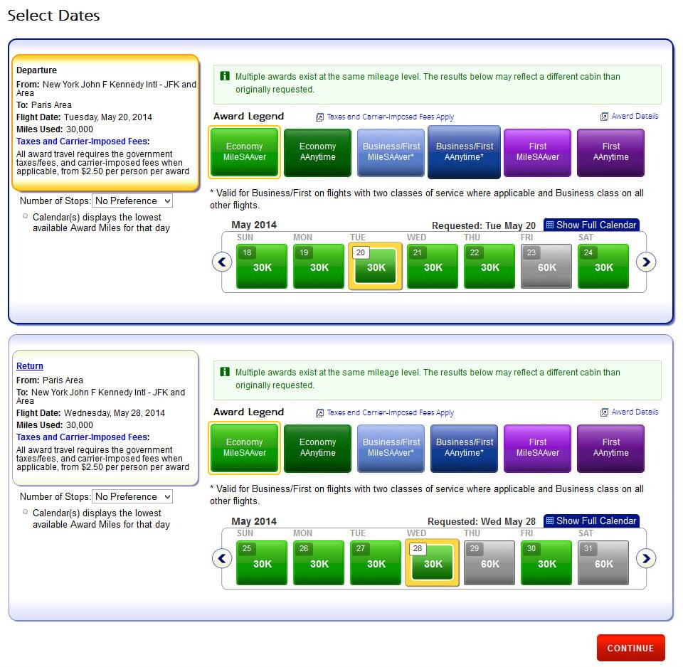 booking award travel on american airlines