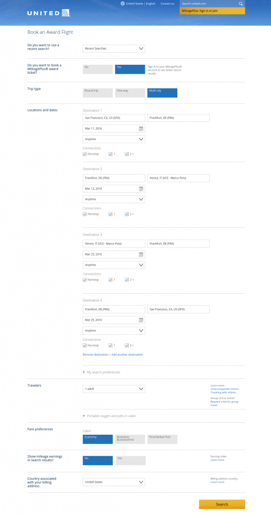 Confirm and Book United MileagePlus Award Flights Online