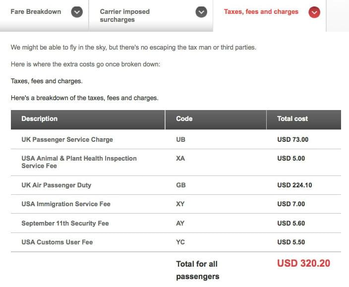 virgin atlantic baggage cost