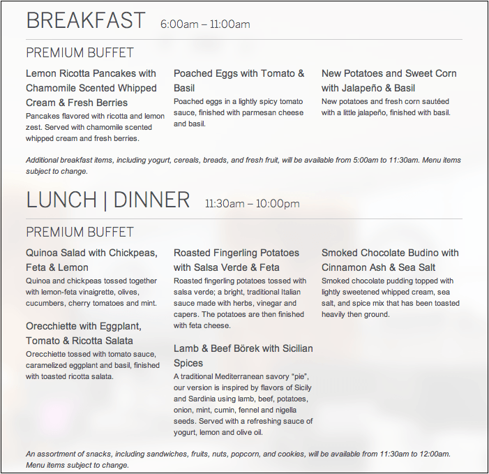 centurion lounge lga menu