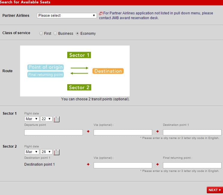 Partner Airlines Award Tickets American Airlines - JAL Mileage Bank