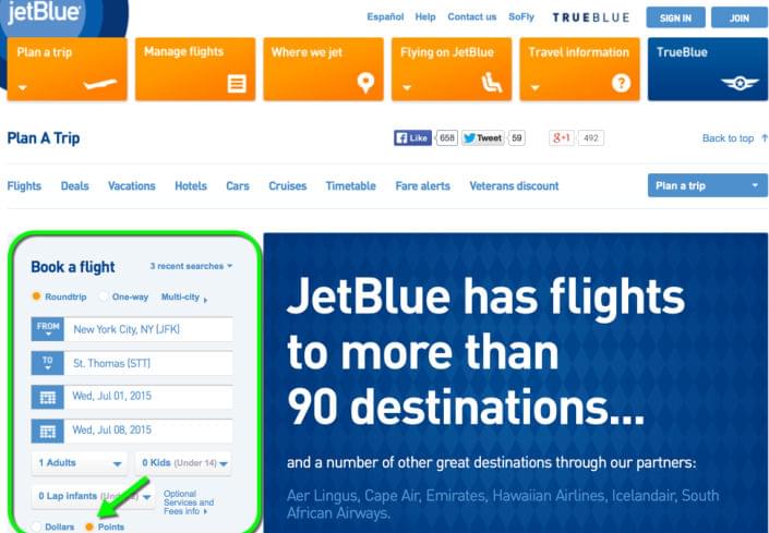 Jetblue Redemption Chart