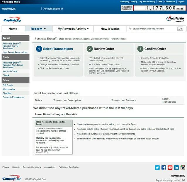 Capital One Flight Rewards Chart