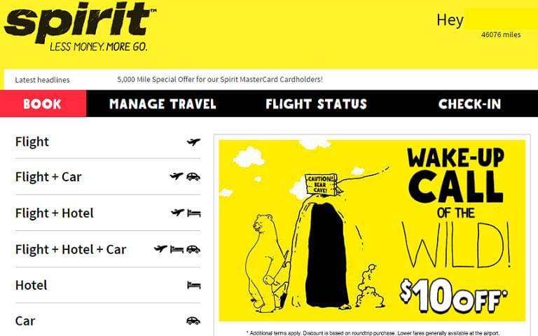 Spirit Miles Award Chart