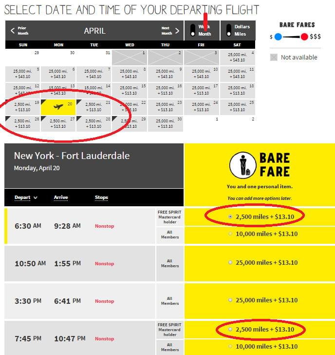 Spirit Airlines Rewards Chart