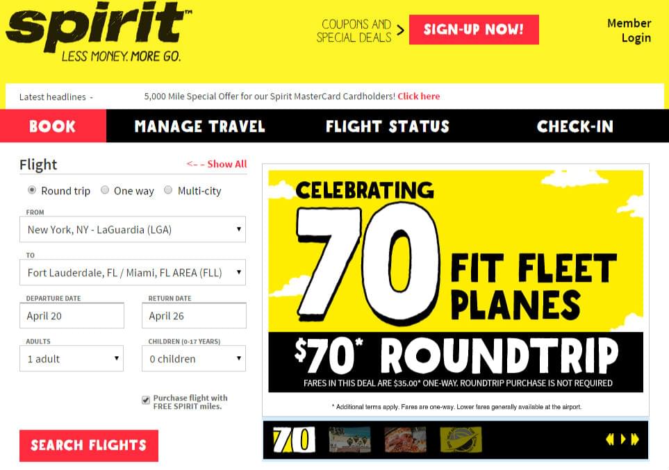 Spirit Airlines Miles Chart