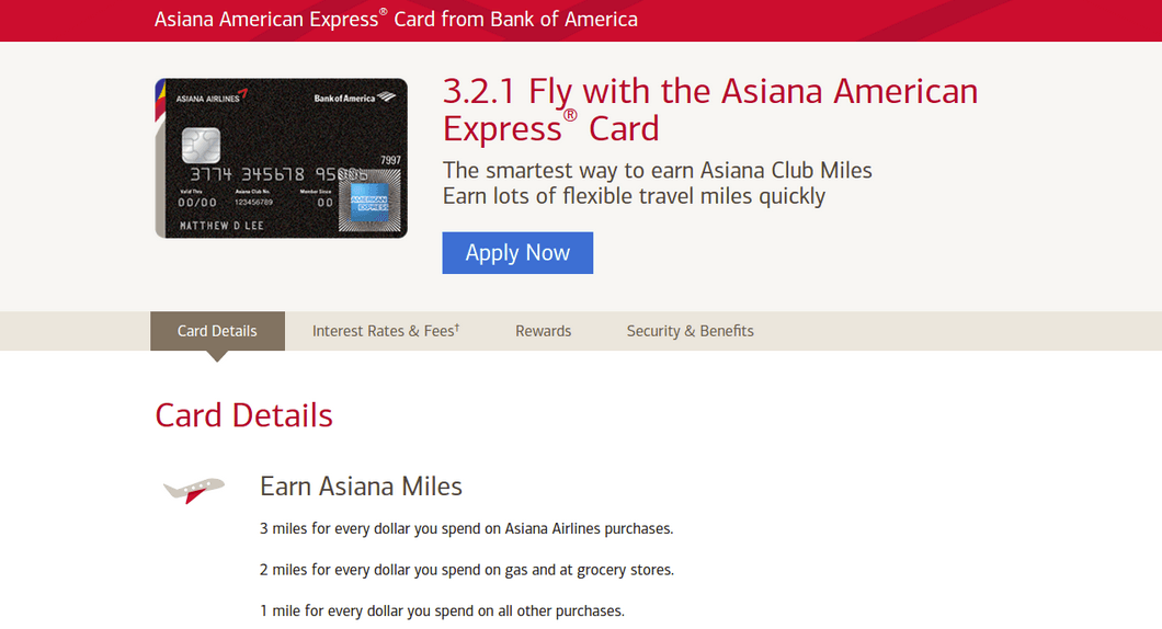 Asiana Miles Award Chart