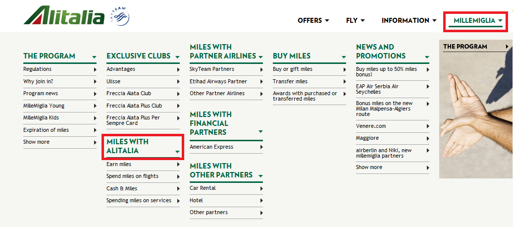 Alitalia Partner Award Chart