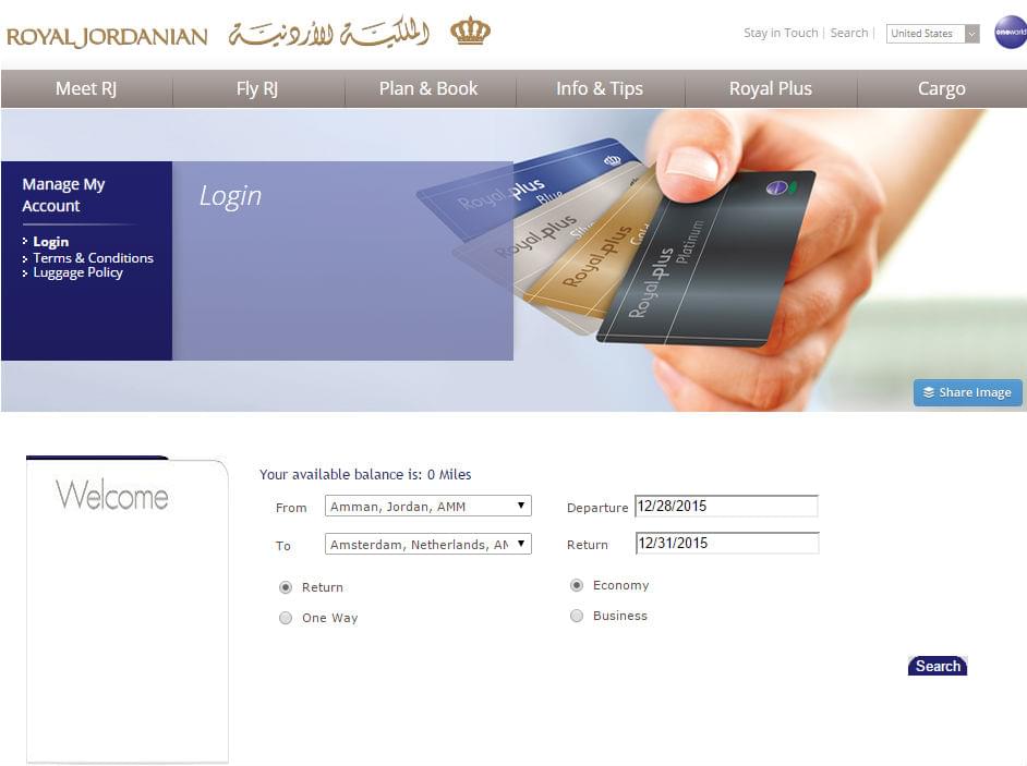 Royal jordanian choose on sale seats