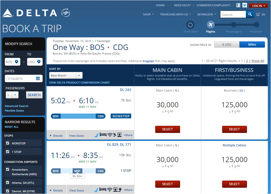 Delta one store way ticket