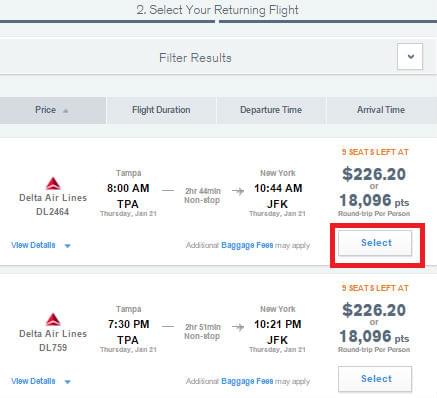 change flight booked with chase points