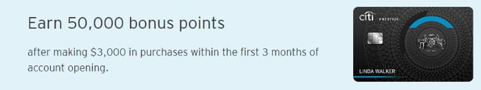 Receive thousands of bonus points with Citi Prestige Card