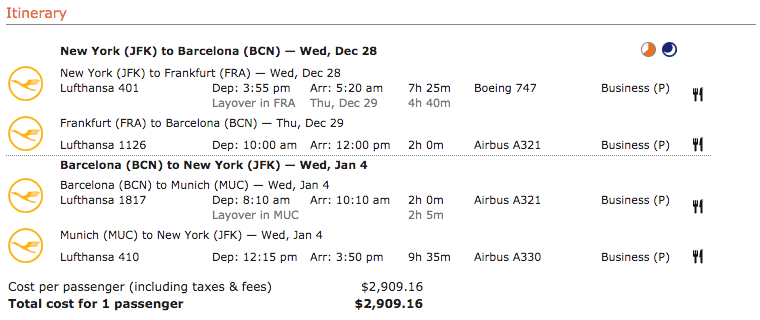 travel itinerary lufthansa