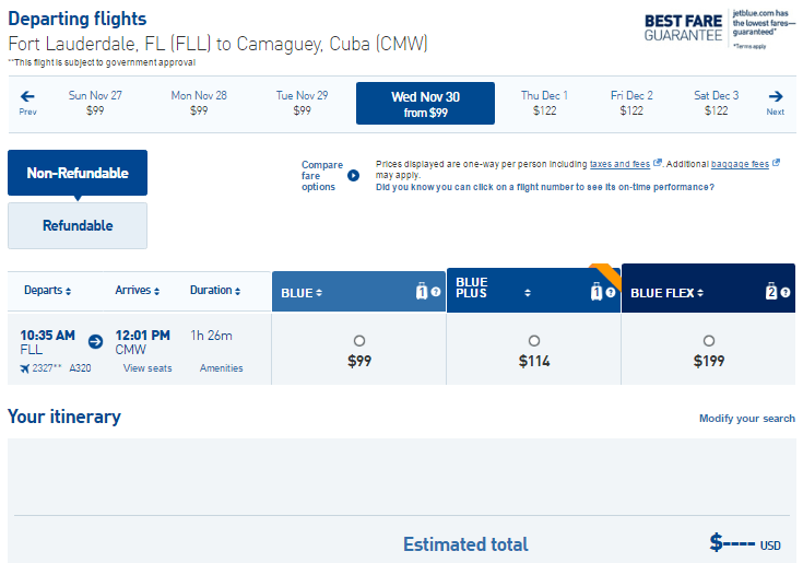 JetBlue Has the Cheapest Cost To Cuba on an Award Ticket