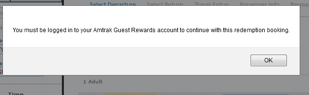 Amtrak Guest Rewards Redemption Chart