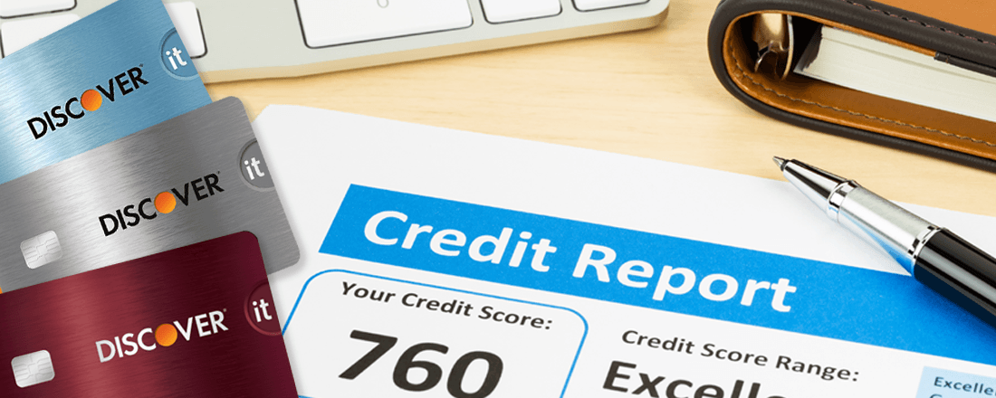 Credit report with three Discover cards