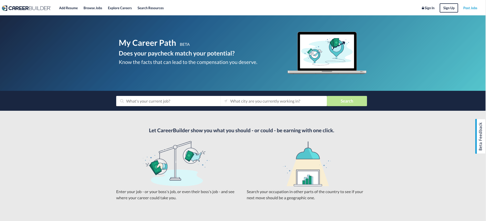 Screenshot from CareerBuilder website