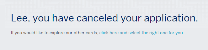 shows message that you can cancel application