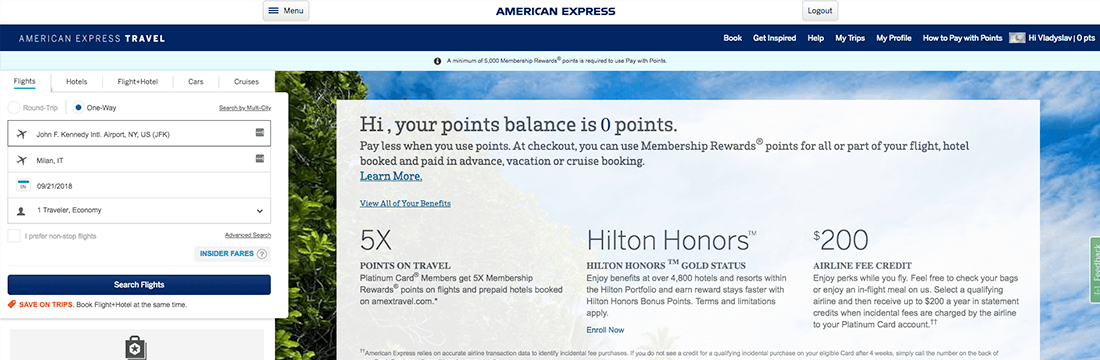 book your flight through Amex Travel