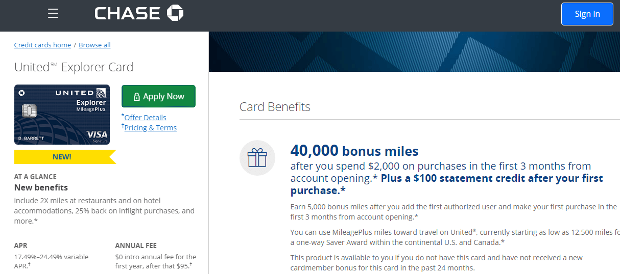 New United Explorer Credit Card Now Available