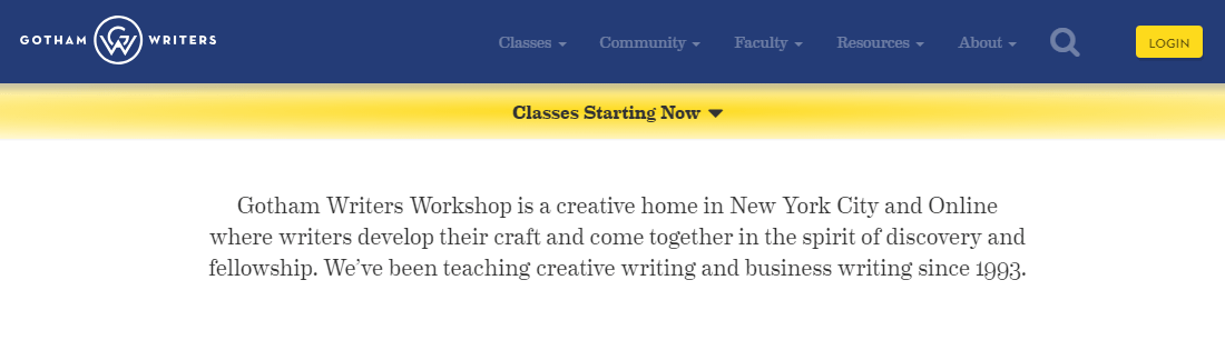 Gotham writers offers global classroom's where writers develop as professionals