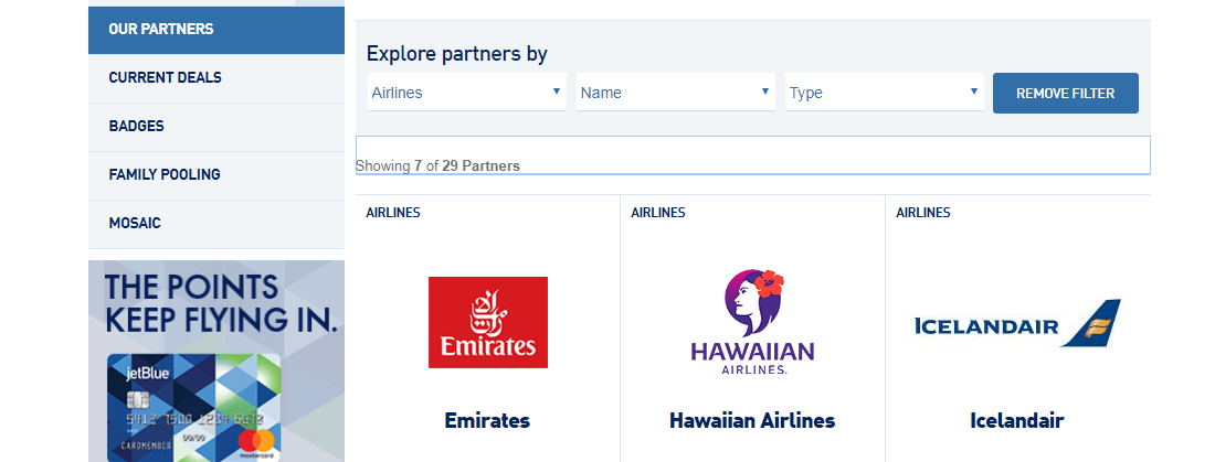 JetBlue Credit Card Transfer Partners