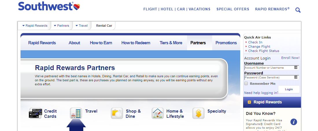 Southwest Airlines Rapid Rewards Partners