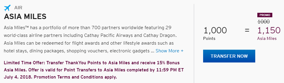 Asia Miles offers bonuses to the clients