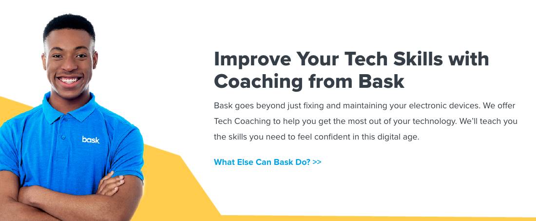 Text: Improve your Tech Skills with Bask