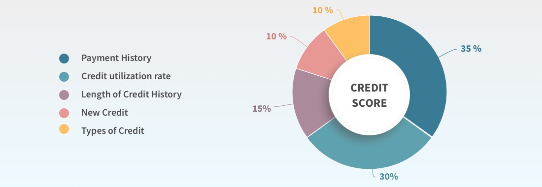 Pie chart shows credit score structure