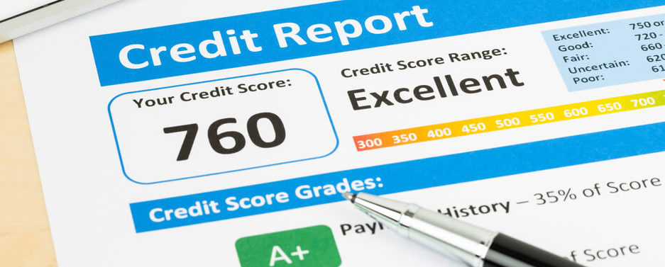 shows credit score report with excellent score