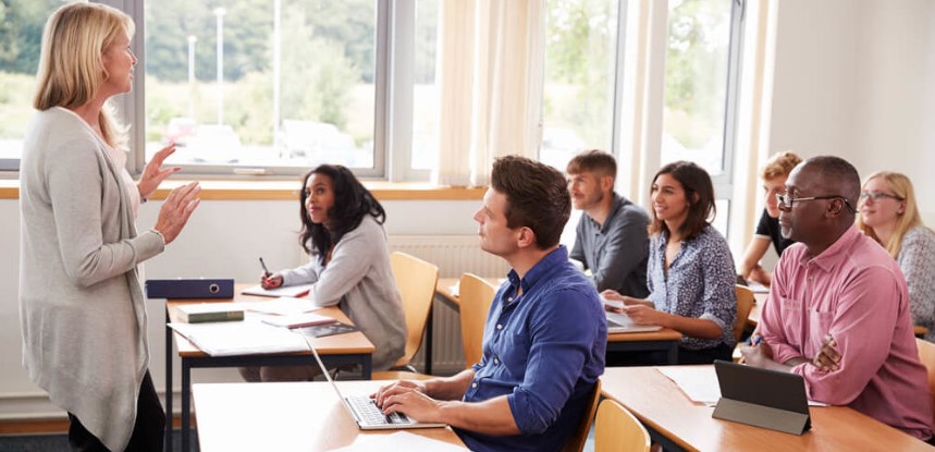 Teacher and students