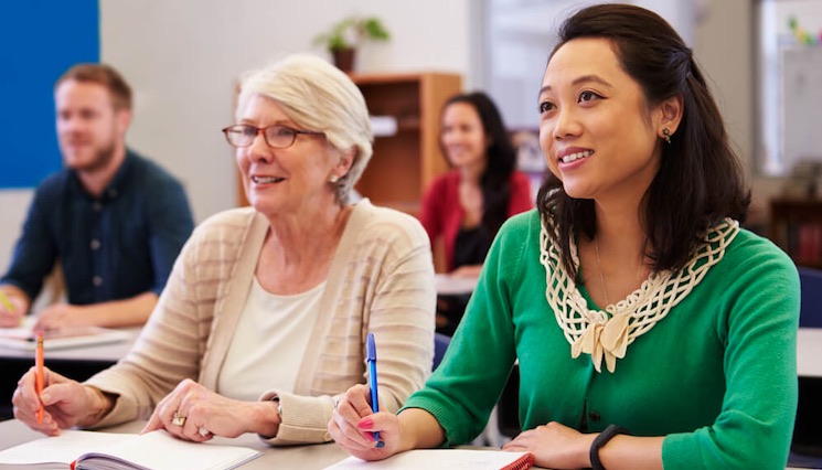 Adult women on the lesson