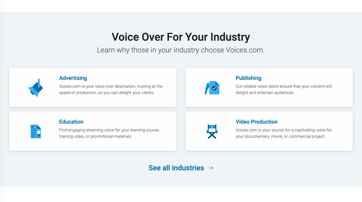 Voice over for any industry