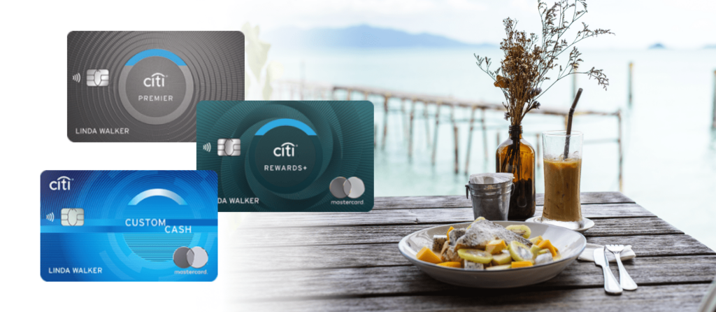 A list of credit cards you can apply online and start earning ThankYou rewards: Citi Premier Card, Citi Rewards+® Card, Citi Custom Cash℠ Card.